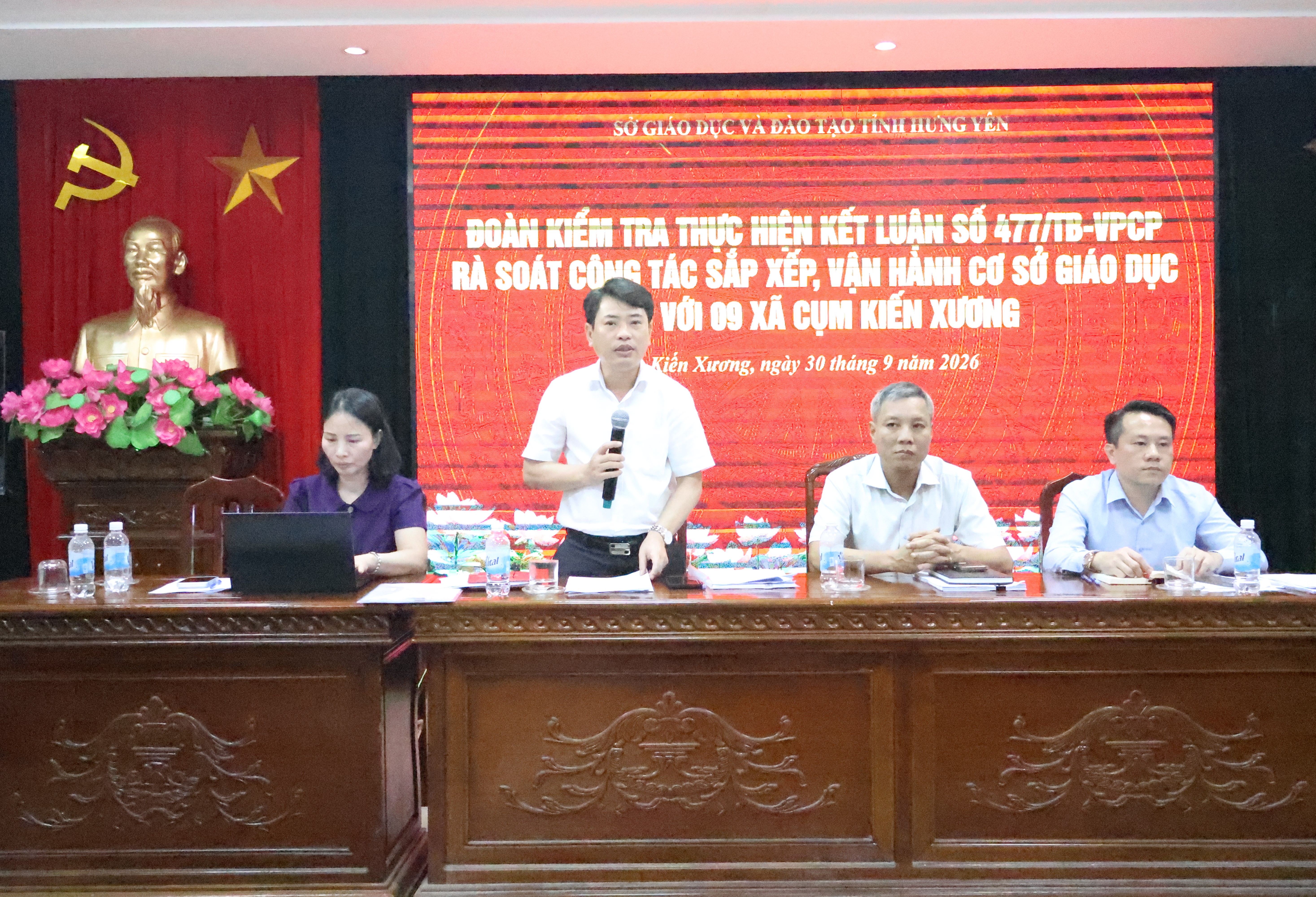 Đoàn kiểm tra thực hiện kết luận số 477/TB-VPCP rà soát công tác sắp xếp, vận hành cơ sở giáo dục với 09 xã cụm Kiến Xương