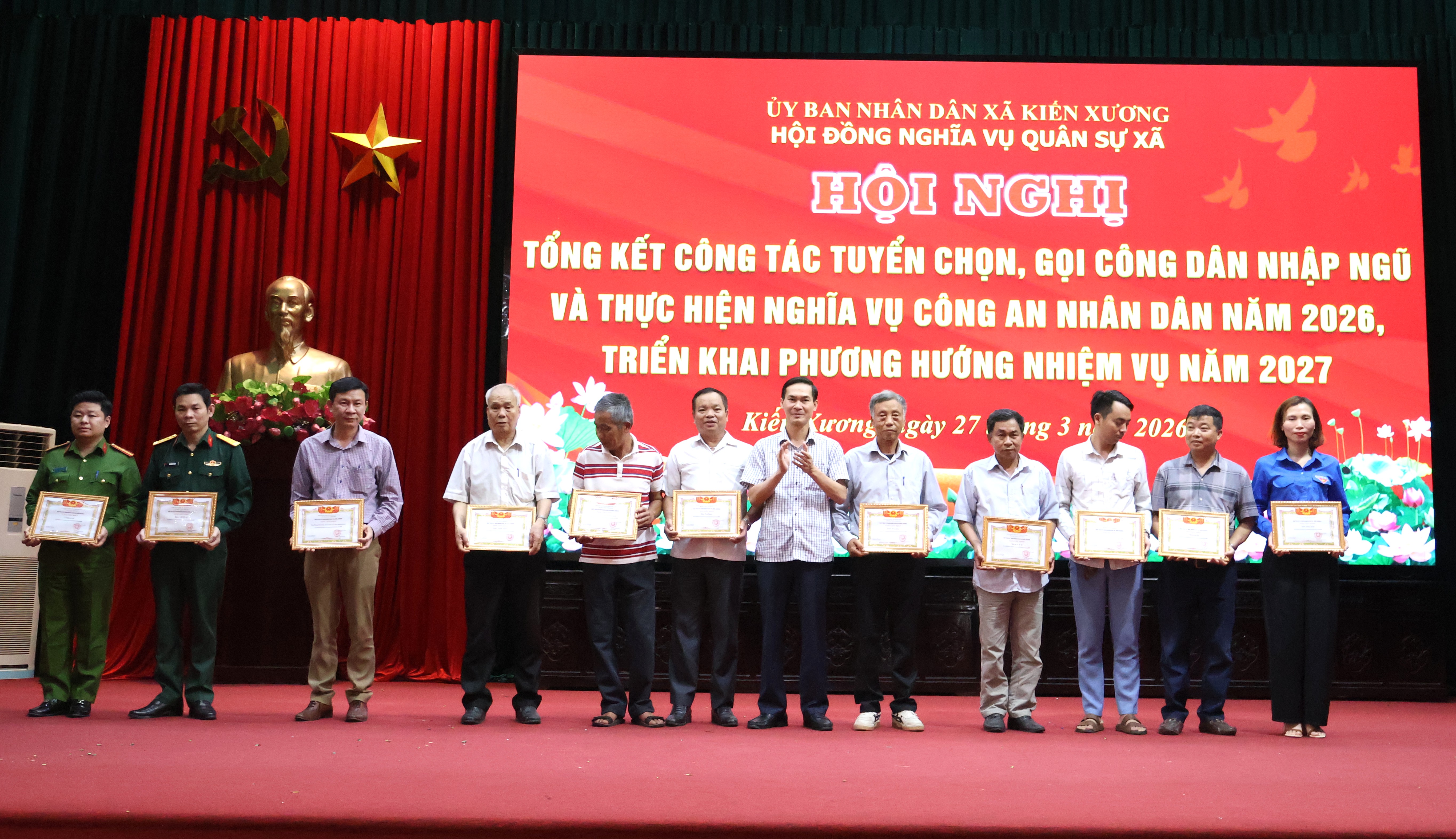 Xã Kiến Xương tổng kết công tác tuyển chọn, gọi công dân nhập ngũ và thực hiện nghĩa vụ công an nhân dân năm 2026
