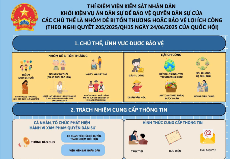 Nghị quyết số 205/2025/QH15 của Quốc hội: Về việc thí điểm Viện kiểm sát nhân dân khởi kiện vụ án dân sự để bảo vệ quyền dân sự của các chủ thể là nhóm dễ bị tổn thương hoặc bảo vệ lợi ích công