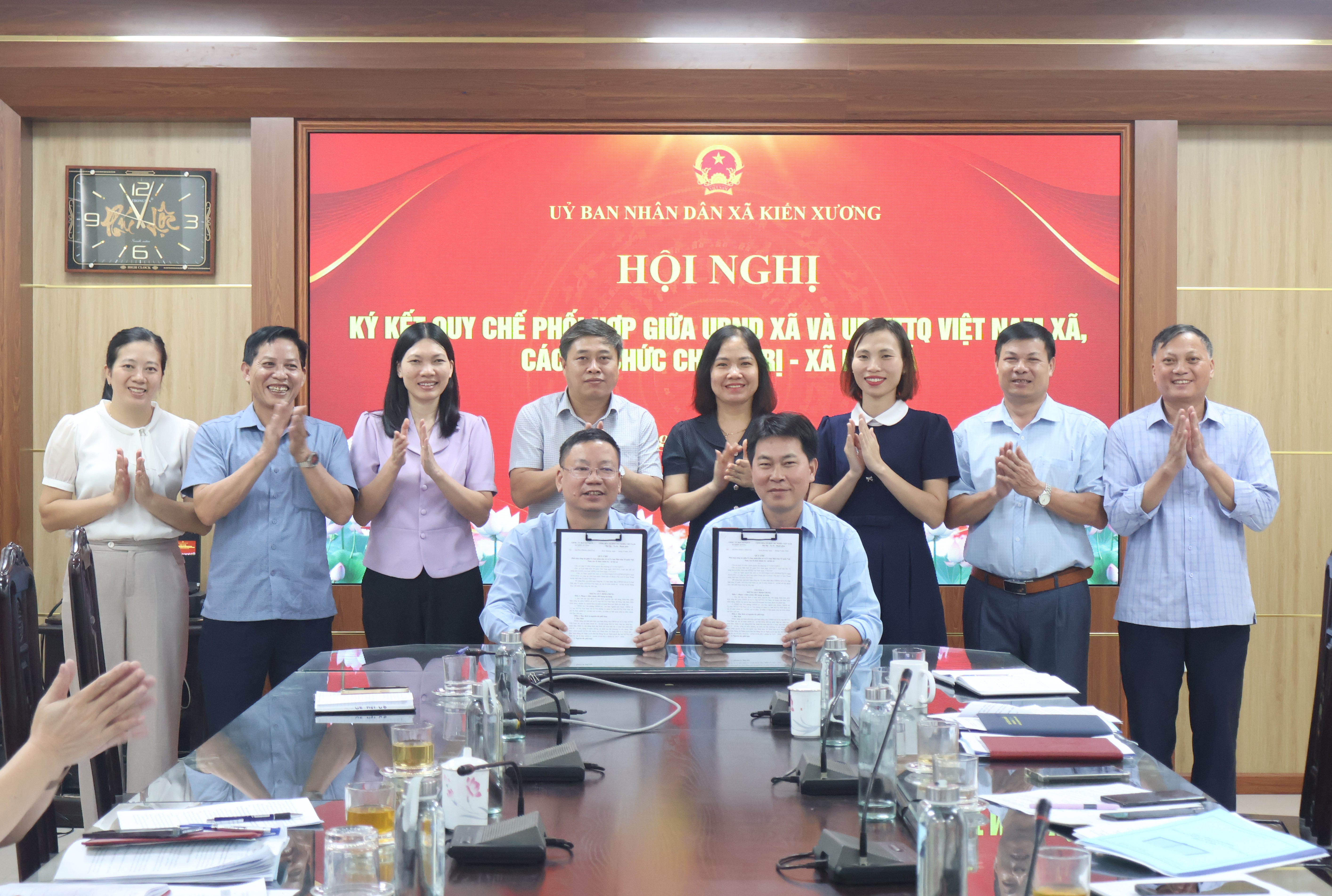 Xã Kiến Xương: Ký kết Quy chế phối hợp giữa UBND xã và Ủy ban MTTQ Việt Nam, các tổ chức chính trị - xã hội